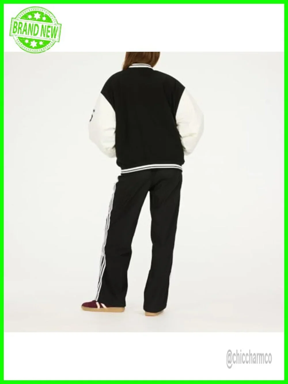 Oversized Corduroy Bomber Jacket Women's Varsity Patches Snap Closure Retro